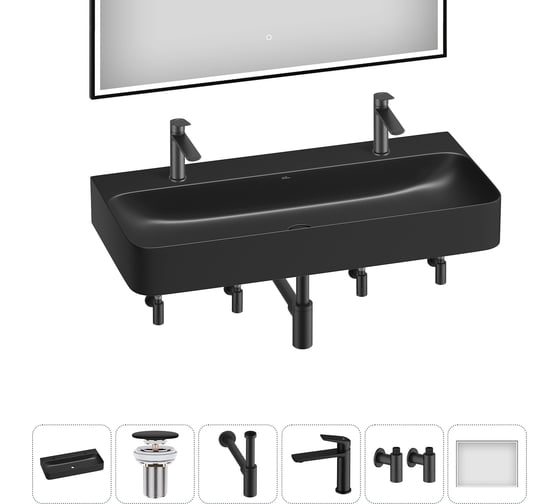 Акционный набор Wellsee 6 в 1 Clermont накладная/подвесная раковина 100x47 см 20220511R