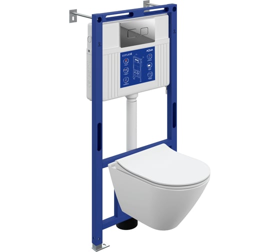 Комплект инсталляции Cersanit City Smart DPL EO Slim Aqua 50 Prime P, кнопка Accento Square, глянцевый хром, пластик LP 69326