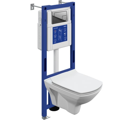 Комплект инсталляции Cersanit Carina XL DPL EO Slim Aqua 40 Smart M, кнопка Corner, глянцевый хром, пластик 69310