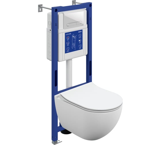 Комплект инсталляции Cersanit Brasko Smart DPL EO Slim Aqua 40 Smart M, кнопка Estetica, белый пластик LP 69334