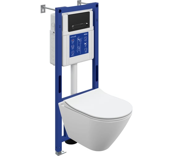 Комплект инсталляции Cersanit City Smart DPL EO Slim Aqua 40 Smart M, кнопка Estetica, черная матовая с хромированной рамкой LP 69324