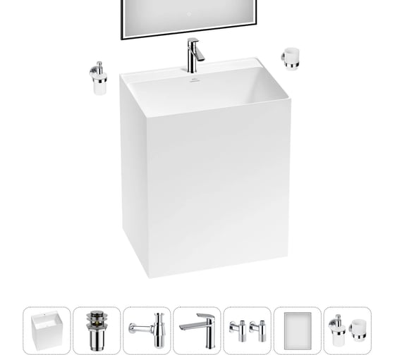 Акционный набор 7 в 1 Wellsee Doux напольная раковина 70x50x85 см (состоит из 230501000, 20220153R