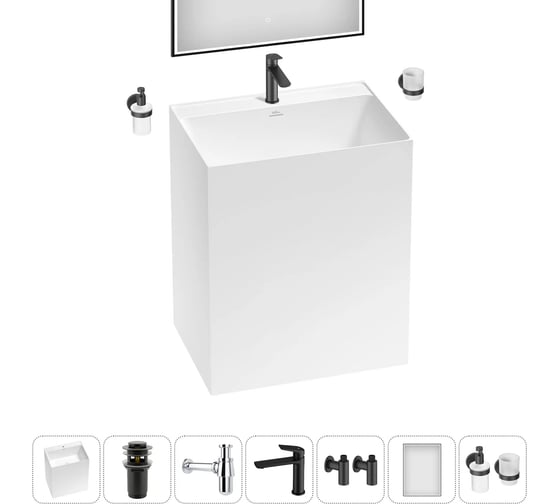 Акционный набор 7 в 1 Wellsee Doux напольная раковина 70x50x85 см (состоит из 230501000, 20220154R