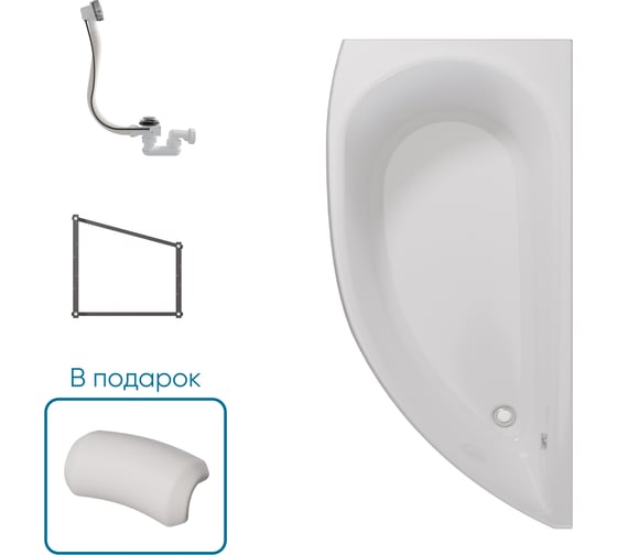 Ванна 1Marka ПИККОЛО/PICCOLO 1500x750 L, комплект Стандарт 2 П 01 pik1770л кс2+п