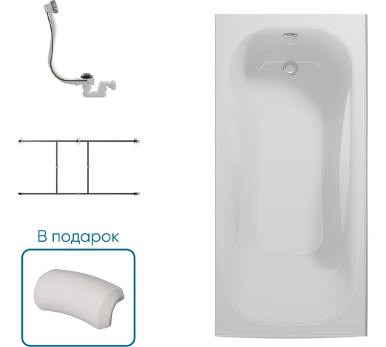 Ванна 1Marka КЛАССИК/CLASSIC 1500x700 A, комплект Стандарт 2 П 01кла1570кс2пП
