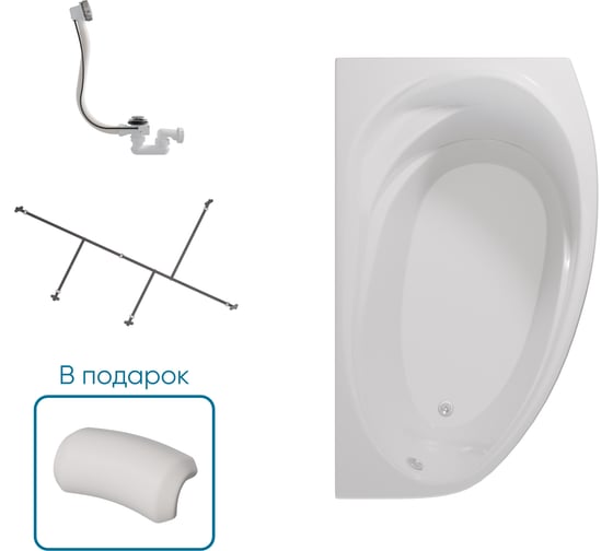 Ванна 1Marka ДЖУЛИАННА/JULIANNA 1500х900 R Комплект Стандарт 2 П 01дж1595пкс2+п