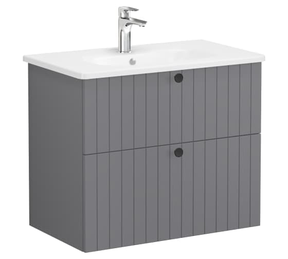 Тумба с раковиной для ванной Vitra Root Groove 80 см, серая матовая, МДФ 69438