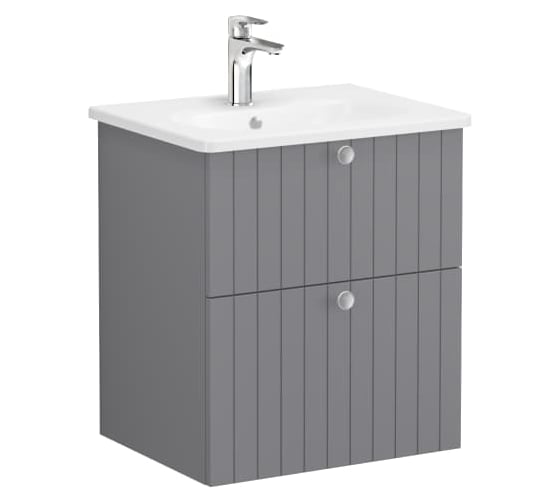 Тумба с раковиной для ванной Vitra Root Groove 60 см, серая матовая, МДФ 69417