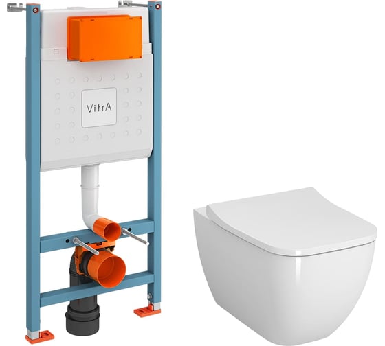 Комплект Vitra L-Box Shift Rim-ex: подвесной безободковый унитаз (7742) + сиденье (810) + инсталляция (732) 9855B003-7207