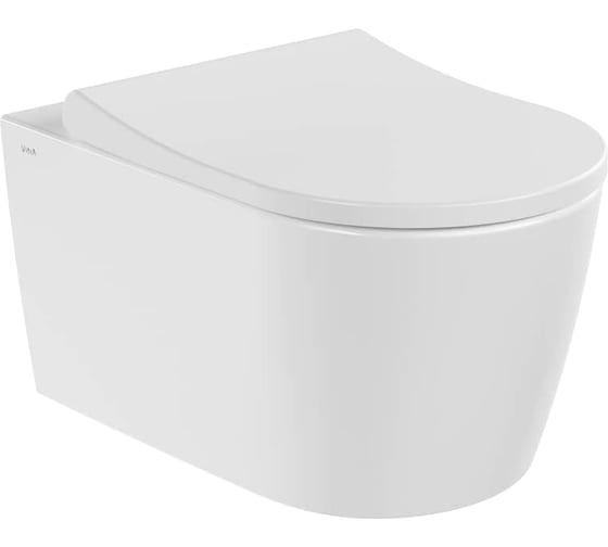 Подвесной унитаз Vitra Metropole Round (Метрополь Раунд) безободковый QuantumFlush (Квантум Флаш) с сиденьем микролифт, белый санитарный фарфор 7910B003-6429