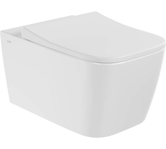 Подвесной унитаз Vitra Metropole Square (Метрополь Сквэр) безободковый QuantumFlush (Квантум Флаш) с сиденьем микролифт, белый санитарный фарфор 7906B003-6430
