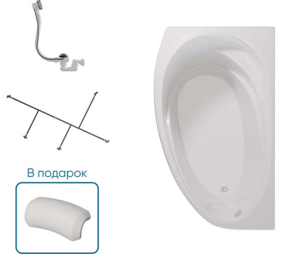 Ванна 1Marka ДЖУЛИАННА/JULIANNA 1500х900 L Комплект Стандарт 2 П 01дж1595лкс2+п