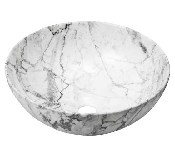 Раковина накладная HOLLER K-6224-SZ7 (400*400*150мм) белый мрамор 341587