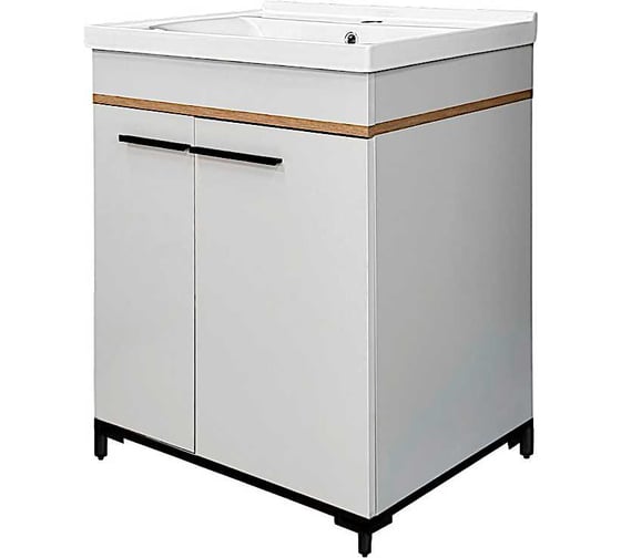Комплект: Тумба Камалия 60Н напольная Azario СЕРАЯ (590x445x800) с раковиной Монте нео 60 00108181