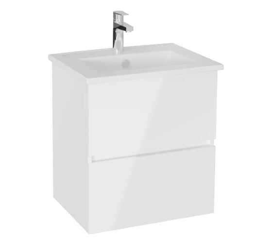 Тумба с раковиной для ванной Vitra Mia Plus Square (Мия Плюс Скуэр) 60 см глянцевая белая ДСП 69730