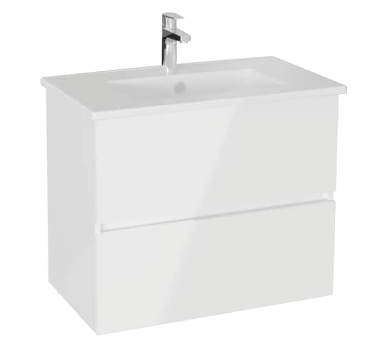 Тумба с раковиной для ванной Vitra Mia Plus Square (Мия Плюс Скуэр) 80 см глянцевая белая ДСП 69742