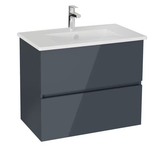 Тумба с раковиной для ванной Vitra Mia Plus Square (Мия Плюс Скуэр) 80 см антрацит глянец МДФ 69741