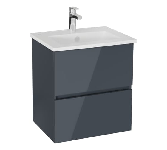 Тумба с раковиной для ванной Vitra Mia Plus Square (Мия Плюс Скуэр) 60 см антрацит глянец МДФ 69729