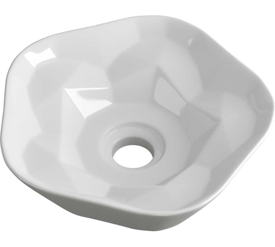 Раковина санфаянс накладная круглая Bauedge BAU Element Cristal D40.5, белая JIE0024