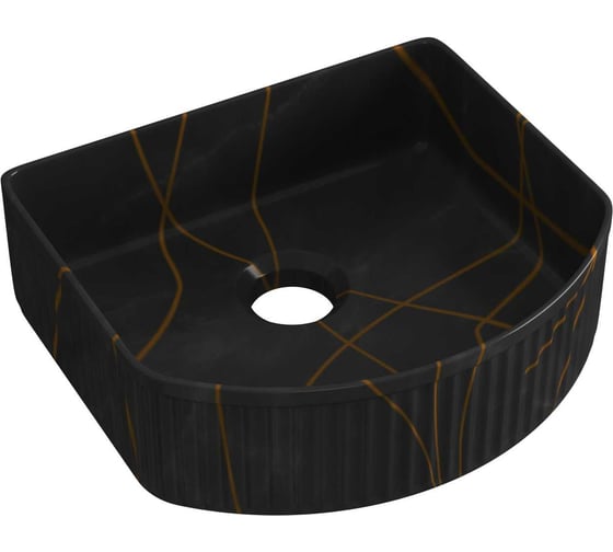 Раковина санфаянс накладная Bauedge BAU Mif stripes 40х35, черная JIE0028