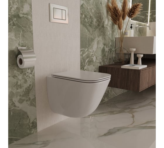 Унитаз подвесной Vincea Demi Tornado, безободковый, 485x345x400 мм, фарфор, белый, ультратонкое сиденье с микролифтом VT1-55T