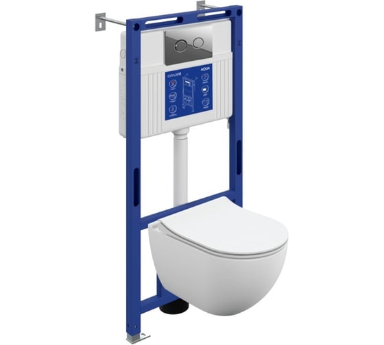 Комплект инсталляции Cersanit Brasko Smart DPL EO Slim Aqua 50 Prime P, кнопка Accento Circle, глянцевый хром, пластик LP 69319