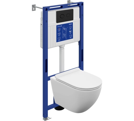 Комплект инсталляции Cersanit BRASKO VORTEX DPL EO slim AQUA 50 PRIME P, кнопка ACCENTO CIRCLE, пластик, черный матовый 69478