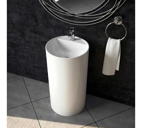 Раковина из искусственного камня ЛИТКАМ LUNA 45x45x80, белый глянец LKR-45.45.84W.LUNA
