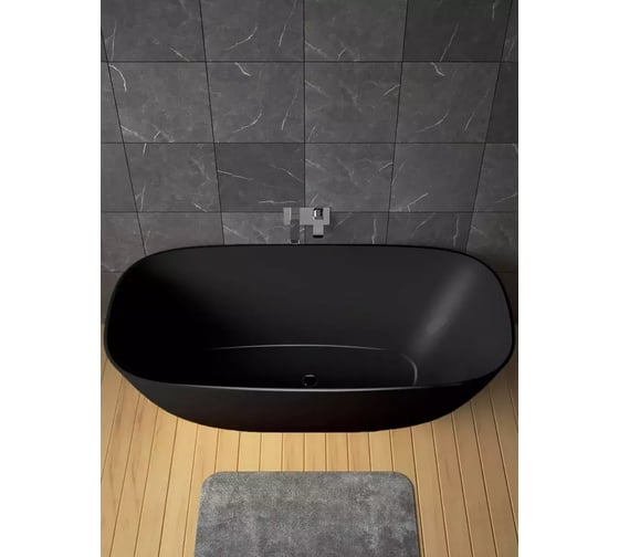 Ванна из искусственного камня ЛИТКАМ SFERA 159.5x79, черный глянец LKV-159.5.79B.SFERA