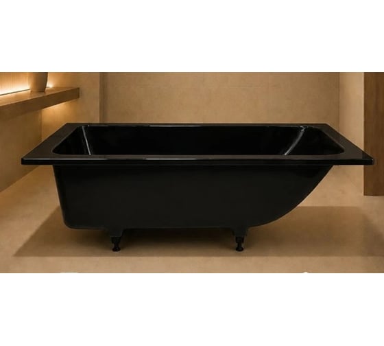 Ванна из искусственного камня ЛИТКАМ SELENA 170x75, черный глянец LKV-170.75B.SELENA