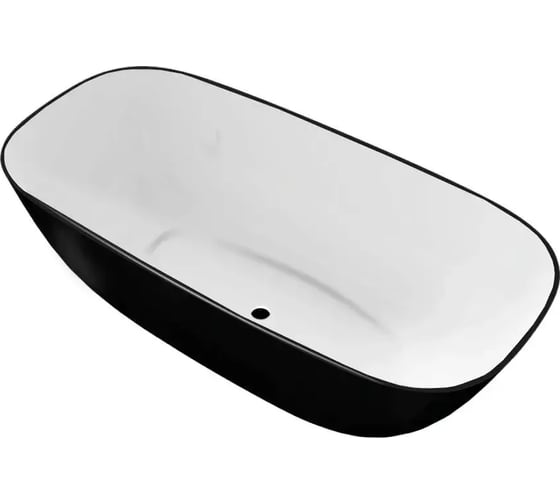 Ванна из искусственного камня ЛИТКАМ SFERA 159.5x79, черно-белый глянец LKV-159.5.79BW.SFERA