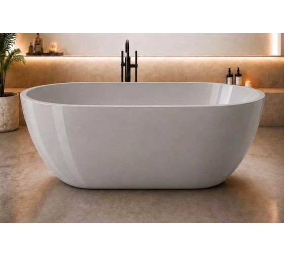 Ванна из искусственного камня ЛИТКАМ АУРА 169x81, серый глянец LKV-169.81G.AURA