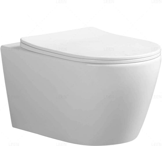 Унитаз AQUATEK АУРА AQ1805T-00 подвесной безободковый 520x360x360, смыв торнадо, тонкое сиденье с меxанизмом плавного закрывания, крепеж 00000152080 1