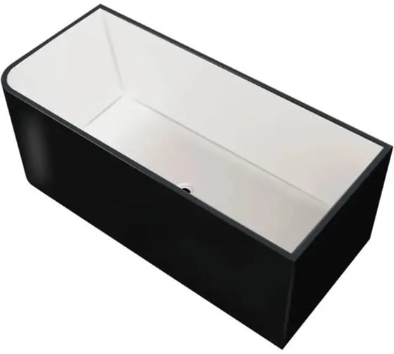 Ванна из искусственного камня ЛИТКАМ Relax 156x70, черно-белый глянец LKV-156.70BW.RELAX 1