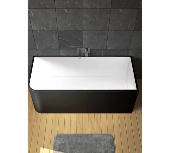 Ванна из искусственного камня ЛИТКАМ Relax 156x70, черно-белый глянец LKV-156.70BW.RELAX