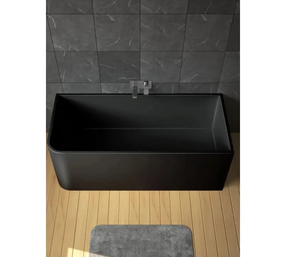 Ванна из искусственного камня ЛИТКАМ Relax 156x70, черный глянец LKV-156.70B.RELAX