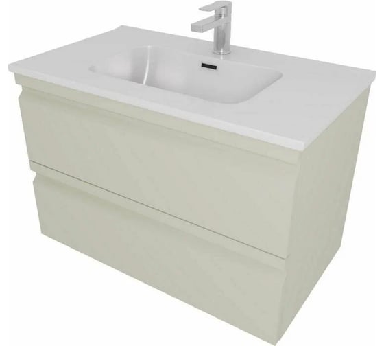Комплект мебели AQUATEK AQ77060-GS Тумба 60 см ВЕГА с раковиной AQ0460-00, 2 ящика, цвет шалфей зеленый 00000147654 1