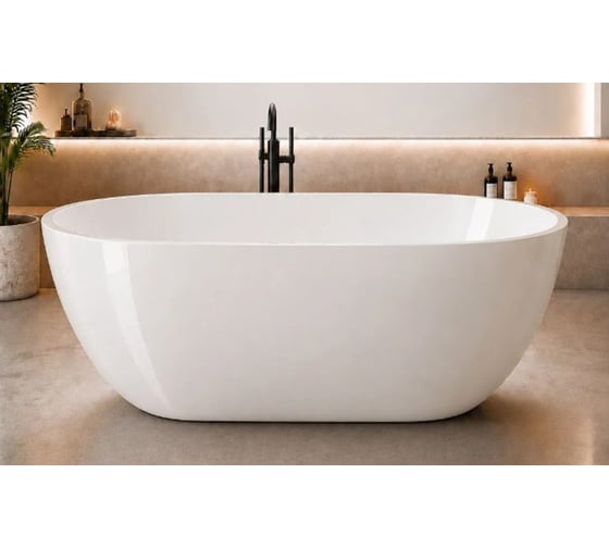 Ванна из искусственного камня ЛИТКАМ AURA 169x81, белая матовая LKV-M169.81W.AURA