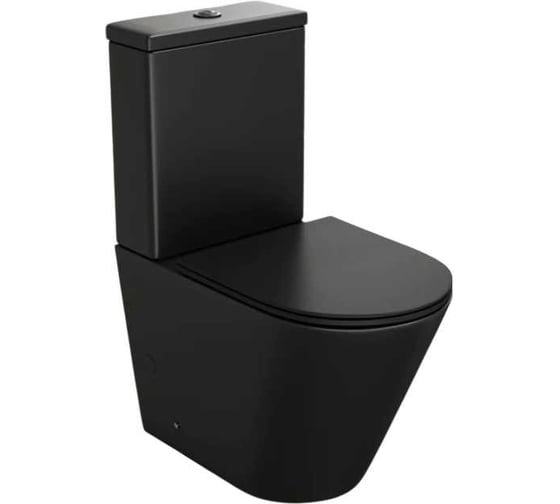 Унитаз напольный безободковый Teymi Solli Vortex Black, торнадо, быстросъемное сиденье с микролифтом T40209 ЦБ-00305160 1