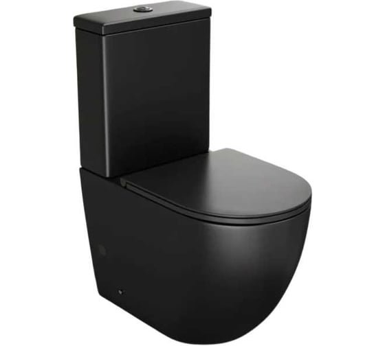 Унитаз напольный безободковый Teymi Lina Vortex Black, торнадо, быстросъемное сиденье с микролифтом T40122 ЦБ-00305159 1