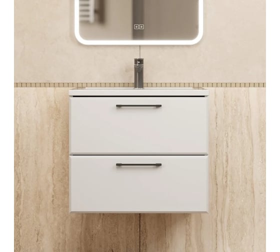 Тумба с раковиной для ванной uperwood Foster New_60 см, подвесная, белая KFosterNEW60w