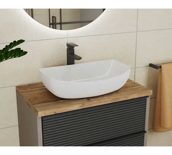 Раковина накладная прямоугольная Bauedge BAU Omega 57x41, белая JIE0023