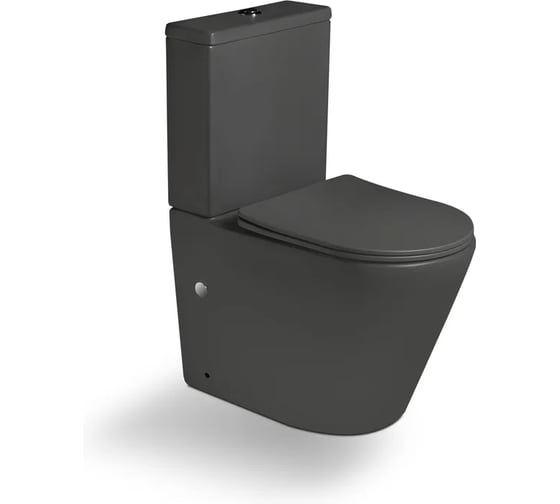 Унитаз напольный безободковый, серый матовый (сиденье микролифт) Арматура GEBERIT Santi Line SL-5014MG