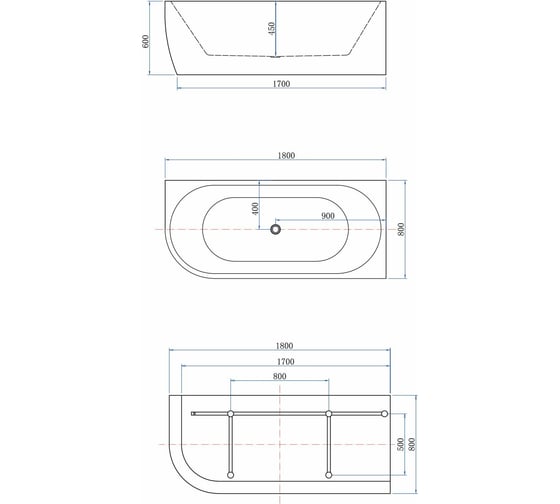 Акриловая ванна Aquanet Family Elegant B 180x80 3806N Gloss Finish 00293078
