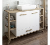 Тумба Sanflor Ингрид 120 швейцарский вяз, белый и умывальник PLAZA 55x36 С12472