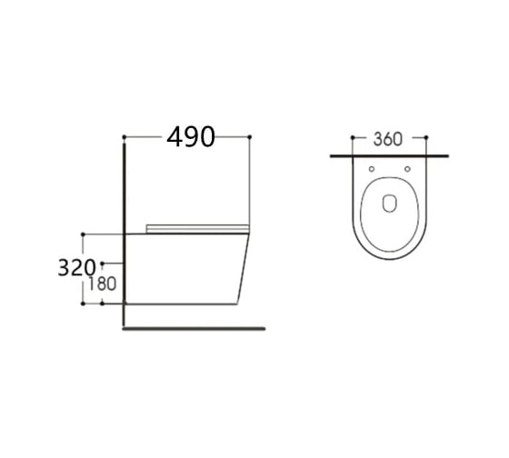 Подвесной безободковый унитаз AQUATEK 490х360х320 мм AQ1904-00 00000107124
