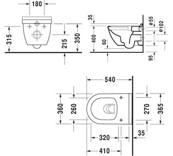Подвесной унитаз Duravit без смывного края 00000053265