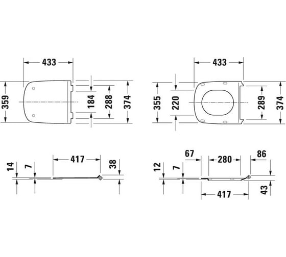Подвесной унитаз Duravit 370x540 мм 00000063077