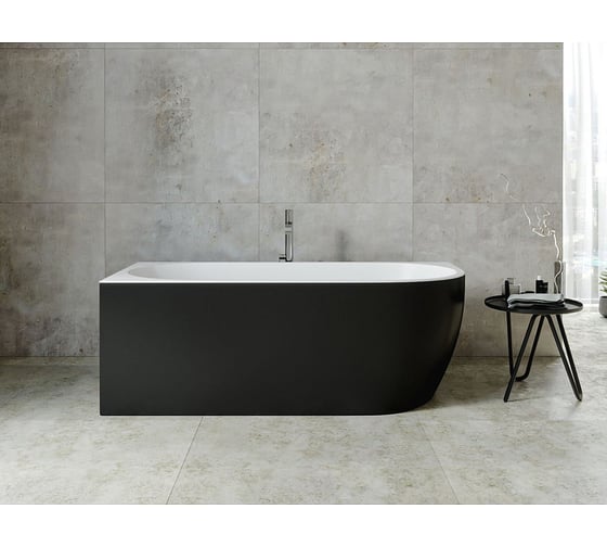 Ванна Aquanet 1800x800 мм, акрил, слив-перелив, белый/черный матовый Black matte 00293076