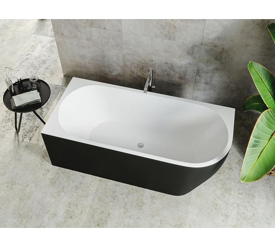 Ванна Aquanet 1800x800 мм, акрил, слив-перелив, белый/черный матовый Black matte 00293076